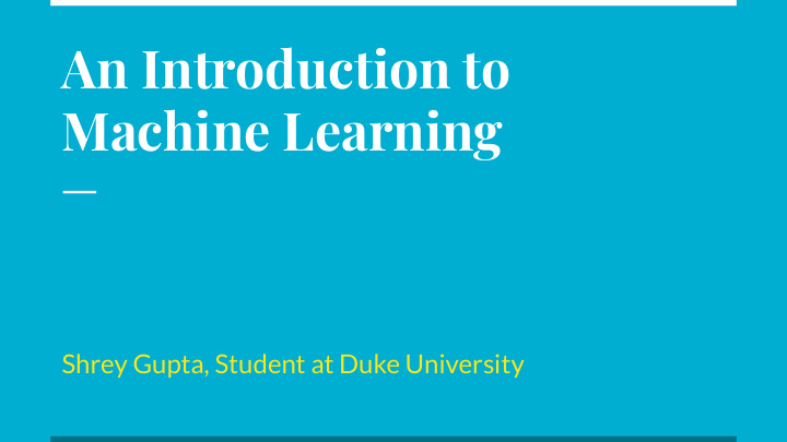 an introduction to machine learning