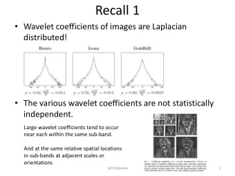 Recall 1  Wavelet coefficients of images are Laplacian  distributed!  The various wavelet