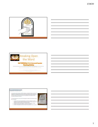 Breaking Open  the Word  Li  Lisa Fu Fullenkamp, R.  R.C.I.A. &amp; Sacramental Preparation