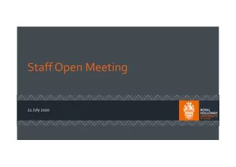 Staff Open Meeting  21 July 2020  Introduction  Todays agenda  News update  Flexible
