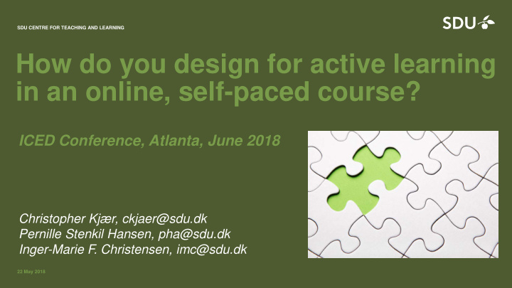 how do you design for active learning in an online self