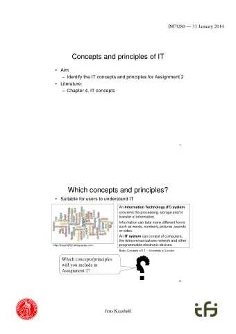 Concepts and principles of IT   Aim   Identify the IT concepts and principles for Assignment