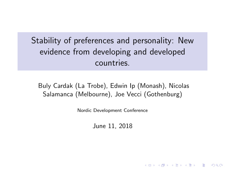 stability of preferences and personality new evidence