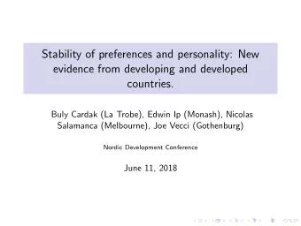 Stability of preferences and personality: New  evidence from developing and developed  countries.