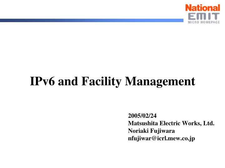 ipv6 and facility management