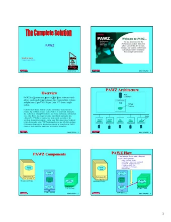 PAWZ Architecture  PAWZ Architecture  Overview  Overview  SQL  Database PAWZ is a P erformance A