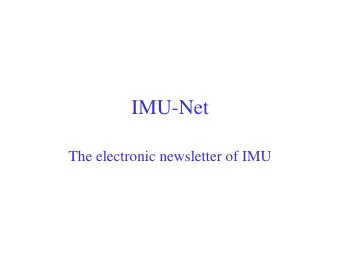 IMU-Net  The electronic newsletter of IMU  EC meeting April 2003   Need to improve communication