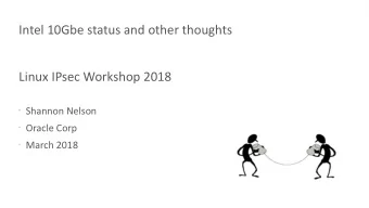 Intel 10Gbe status and other thoughts  Linux IPsec Workshop 2018  Shannon Nelson  Oracle Corp