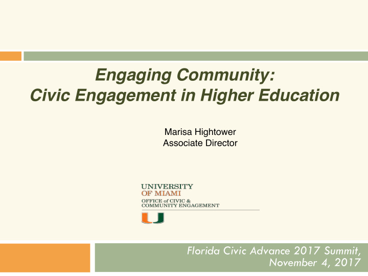 engaging community civic engagement in higher education