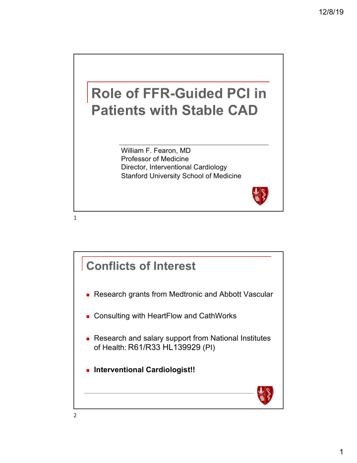 role of ffr guided pci in patients with stable cad
