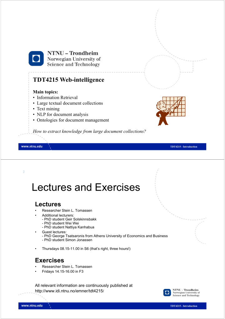 lectures and exercises lectures and exercises