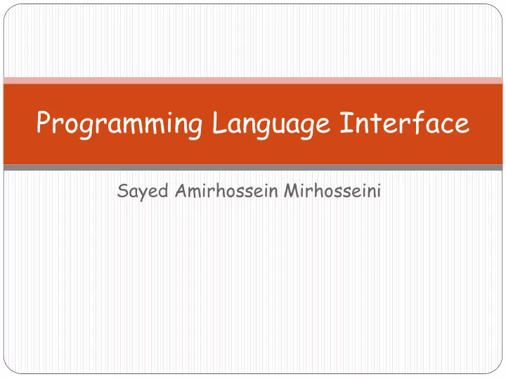 programming language interface