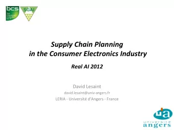 Supply  Chain  Planning   in  the  Consumer  Electronics  Industry