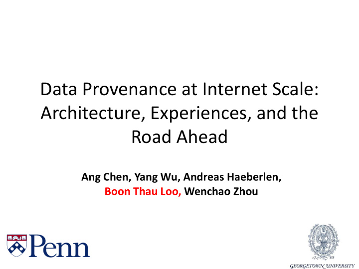 data provenance at internet scale architecture