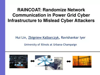 Communication in Power Grid Cyber  Infrastructure to Mislead Cyber Attackers Hui Lin, Zbigniew