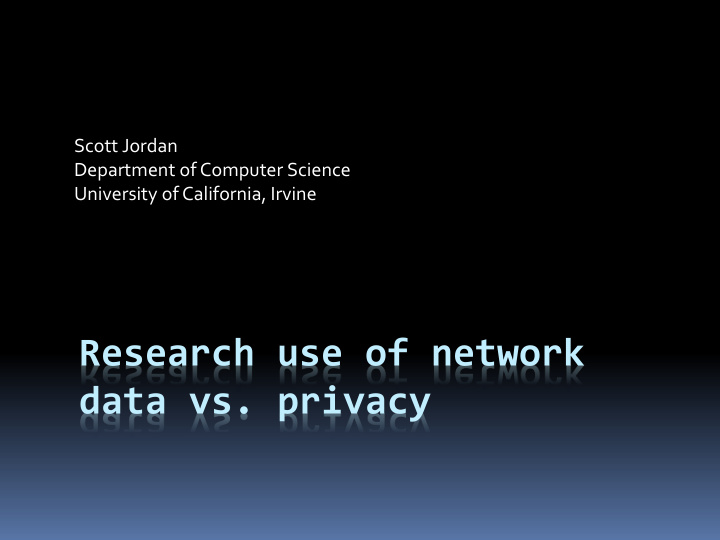 research use of network data vs privacy overview of