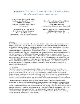 O PEN S TORAGE R ESEARCH I NFRASTRUCTURE   Jeremy Musser, Miao Zhang, Jayashree  Candadai, Ezra