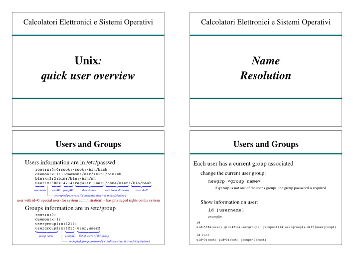 unix name resolution quick user overview