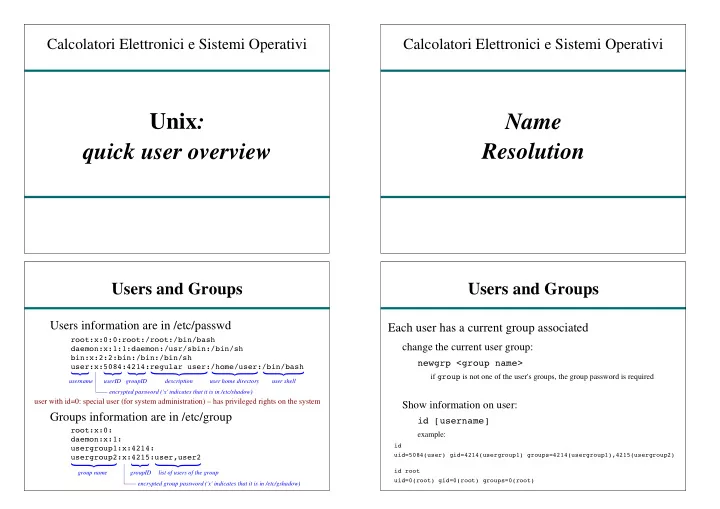 unix name resolution quick user overview