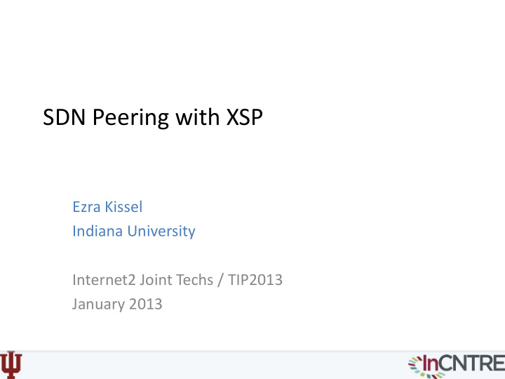 sdn peering with xsp