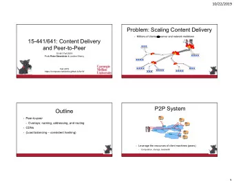 Problem: Scaling Content Delivery  Millions of clients  server and network meltdown