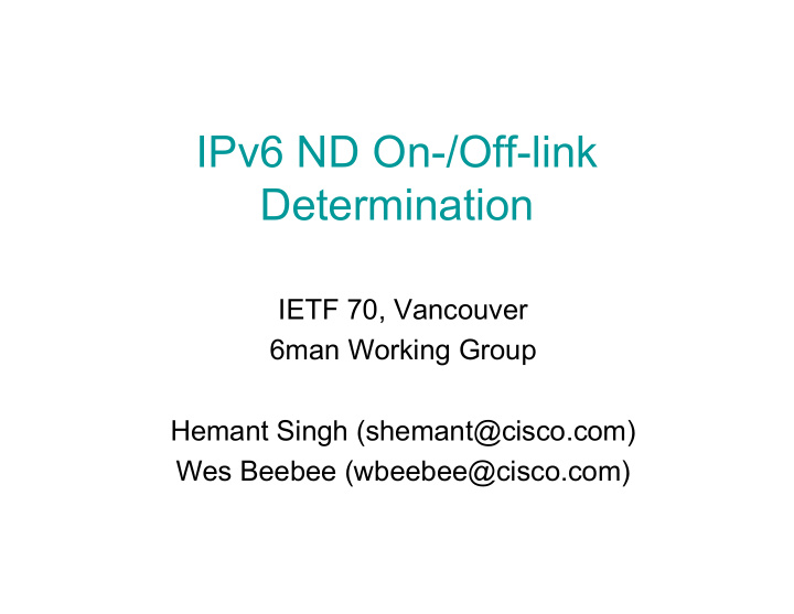 ipv6 nd on off link determination