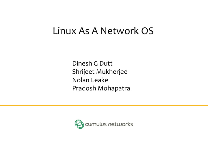 linux as a network os