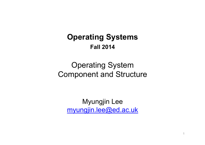 operating systems fall 2014 operating system
