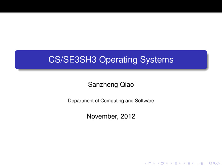 cs se3sh3 operating systems