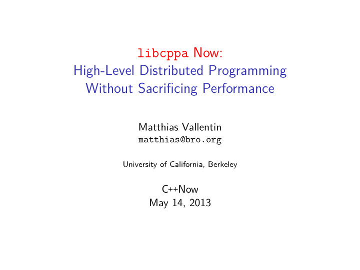 libcppa now high level distributed programming without