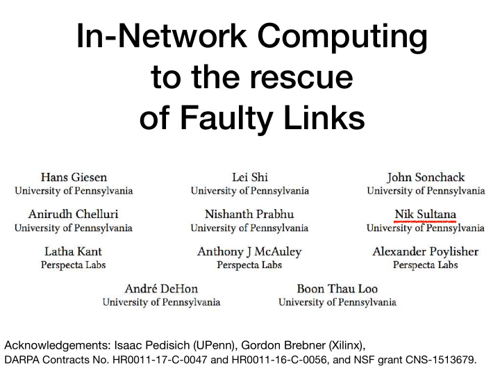 in network computing to the rescue of faulty links
