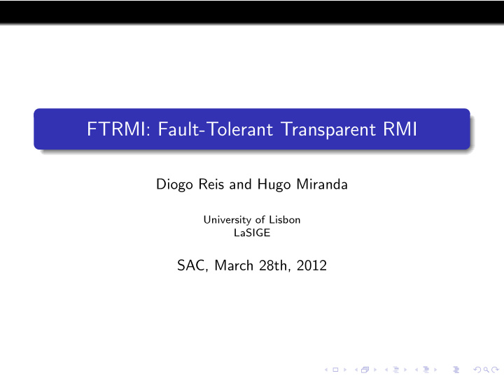 ftrmi fault tolerant transparent rmi