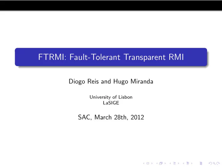 ftrmi fault tolerant transparent rmi