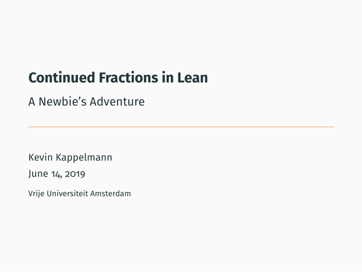 continued fractions in lean