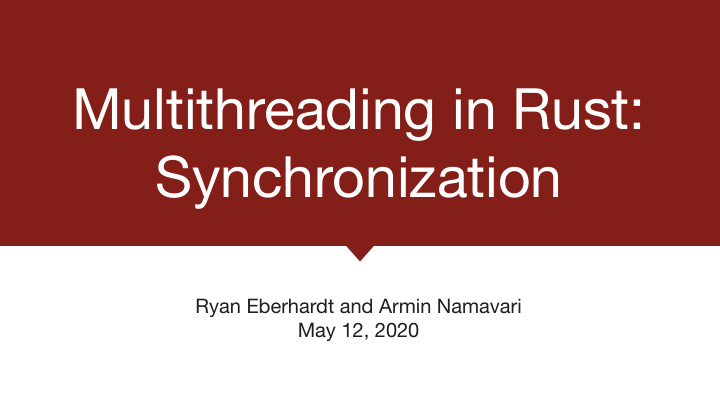 multithreading in rust synchronization