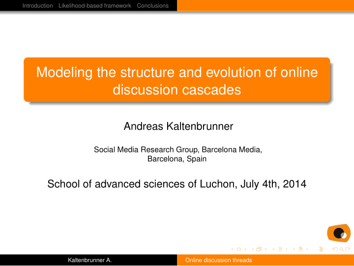 modeling the structure and evolution of online discussion
