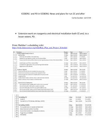 ICEBERG  and PD in ICEBERG: News and plans for run 2C and after  Carlos Escobar  12/17/19