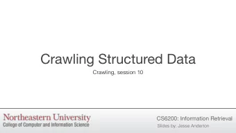 Crawling Structured Data  Crawling, session 10  CS6200: Information Retrieval  Slides by: Jesse