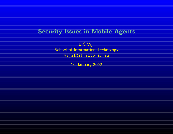 security issues in mobile agents