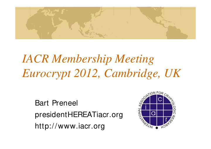 iacr membership meeting eurocrypt 2012 cambridge uk