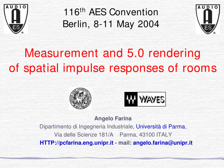 measurement and 5 0 rendering of spatial impulse