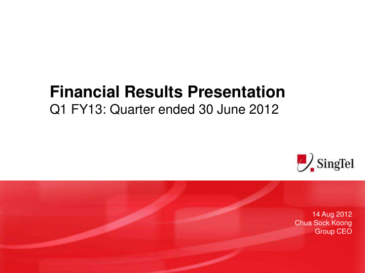 financial results presentation