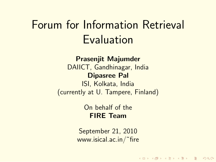 forum for information retrieval evaluation