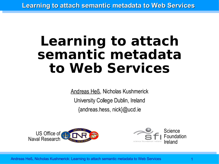 learning to attach semantic metadata to web services