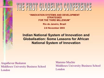 Indian National System of Innovation and  Globalisation: Some Lessons for African  National System
