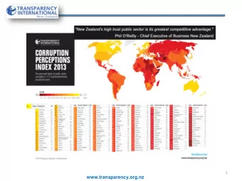 www.transparency.org.nz  Policy Implications of Transparency  International Integrity Plus 2013