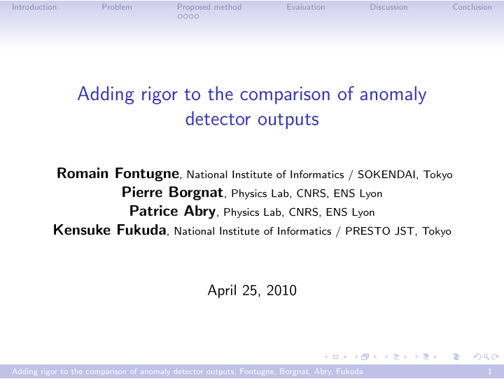 adding rigor to the comparison of anomaly detector outputs
