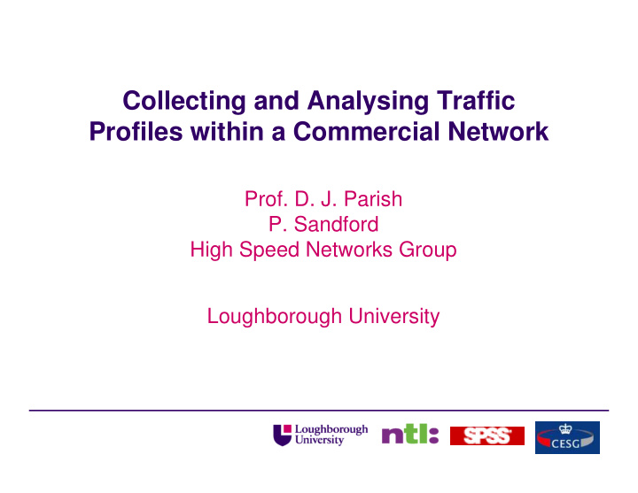 collecting and analysing traffic profiles within a
