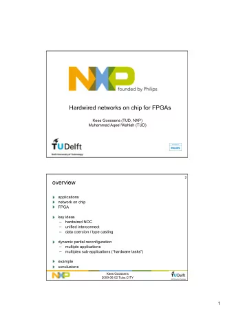 Hardwired networks on chip for FPGAs  Kees Goossens (TUD, NXP)  Muhammad Aqeel Wahlah (TUD)  2