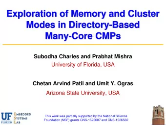 Modes in Directory-Based  Many-Core CMPs  Subodha Charles and Prabhat Mishra  University of